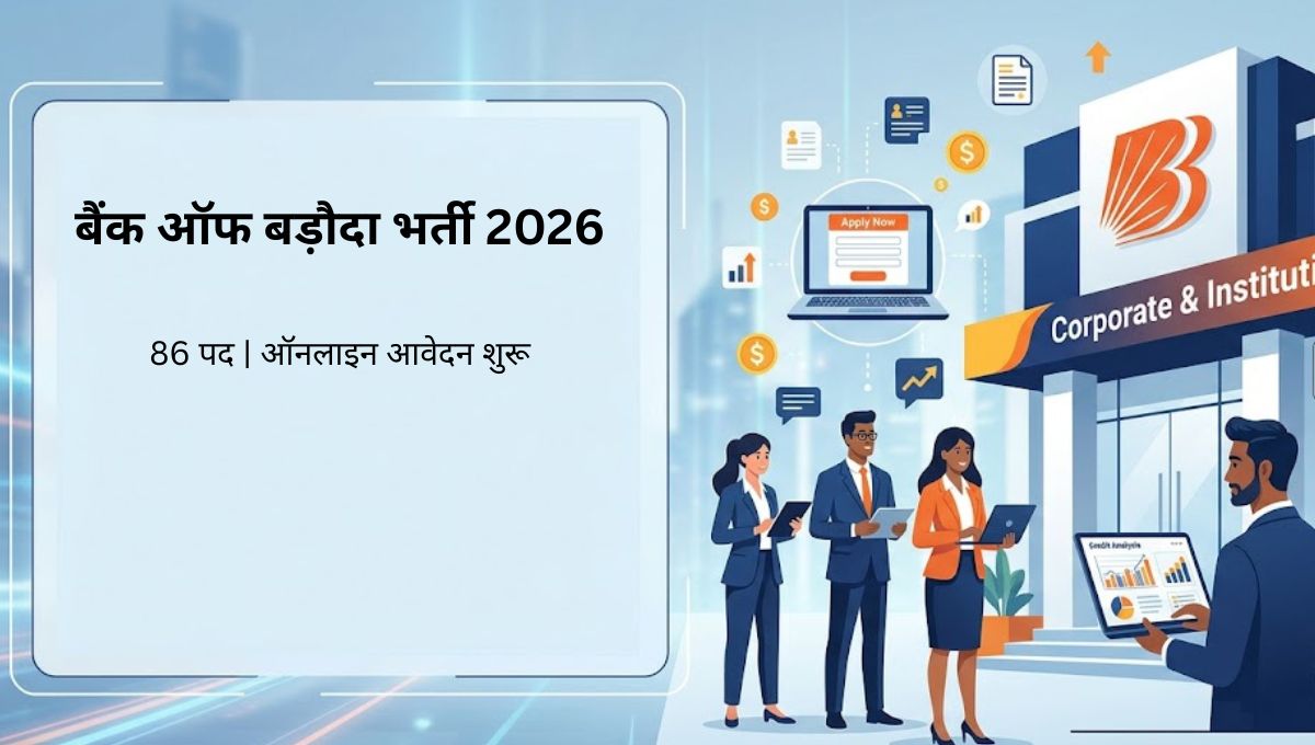 बैंक ऑफ बड़ौदा भर्ती 2026: कॉर्पोरेट एवं इंस्टीट्यूशनल क्रेडिट में 86 पदों पर भर्ती, ऑनलाइन आवेदन शुरू