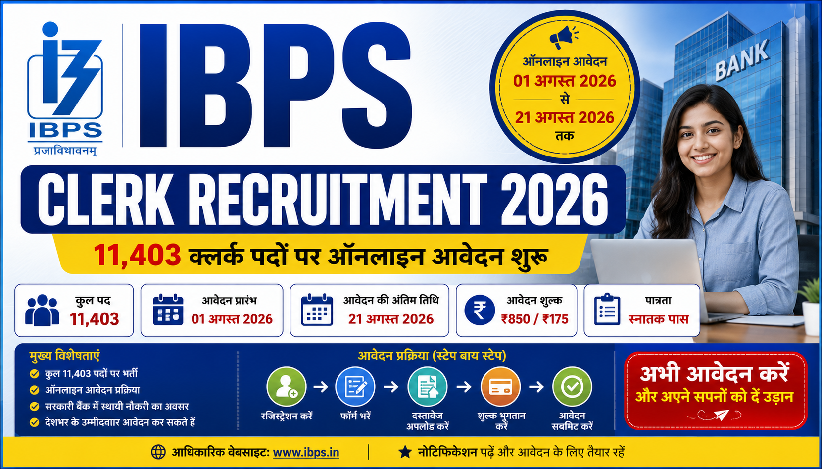 IBPS Clerk भर्ती 2026: 11,403 पदों पर ऑनलाइन आवेदन