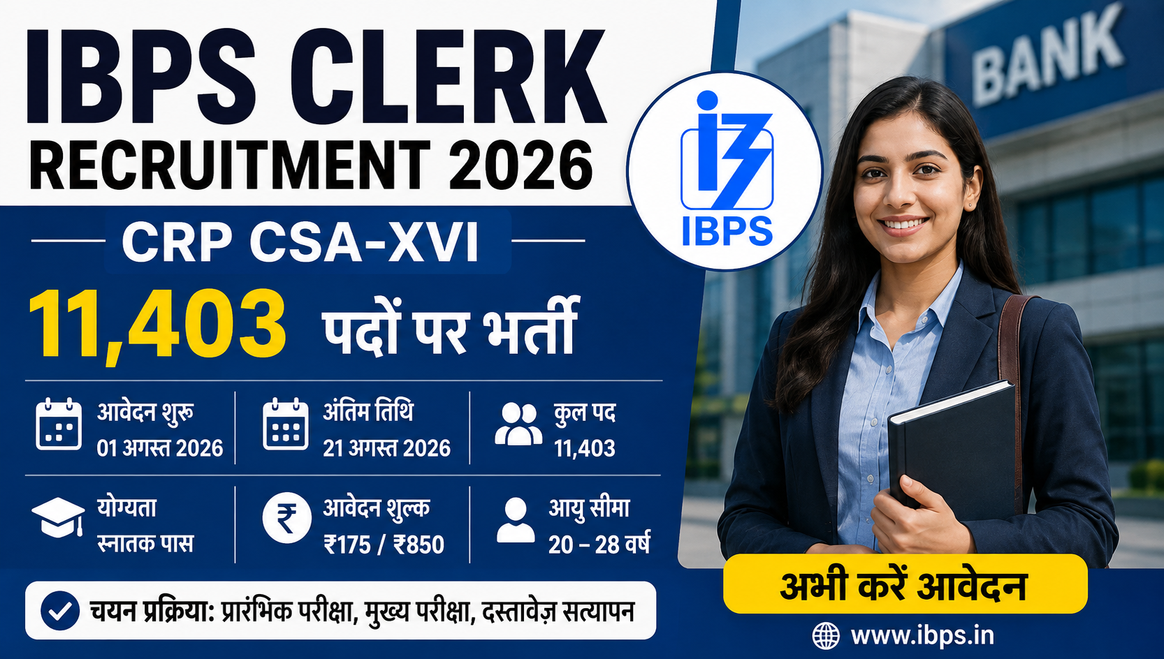 IBPS Clerk Recruitment 2026: 11,403 पदों पर आवेदन शुरू