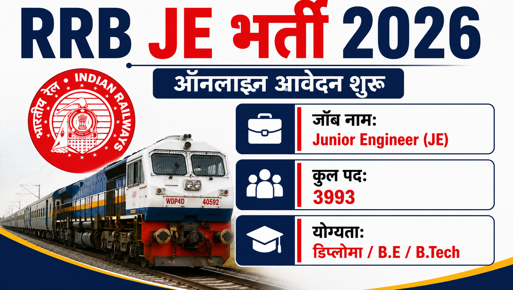 RRB JE भर्ती 2026: ऑनलाइन आवेदन शुरू