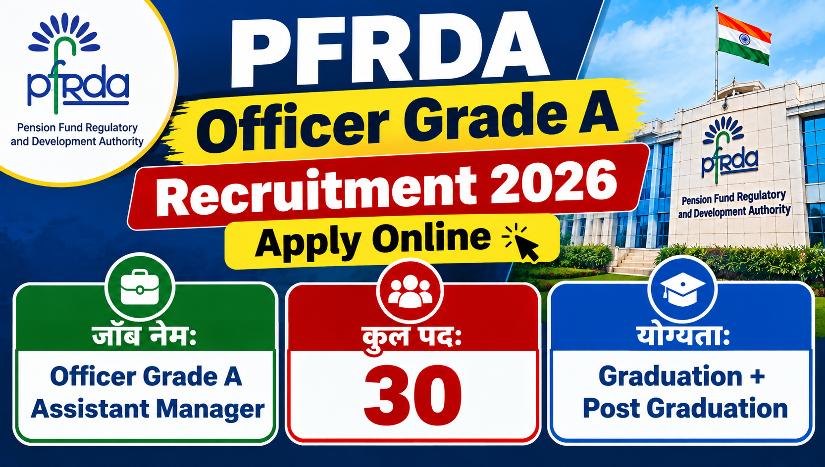 PFRDA Officer Grade A भर्ती 2026: 30 पदों पर आवेदन